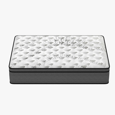 Dealsmate Luxopedic Pocket Spring Mattress 5 Zone 32CM Euro Top Memory Foam Medium Firm - Single - White  Grey