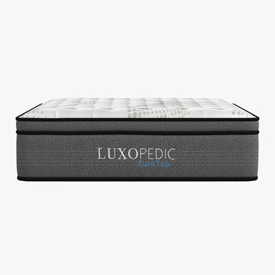 Dealsmate Luxopedic Pocket Spring Mattress 5 Zone 32CM Euro Top Memory Foam Medium Firm - Single - White  Grey