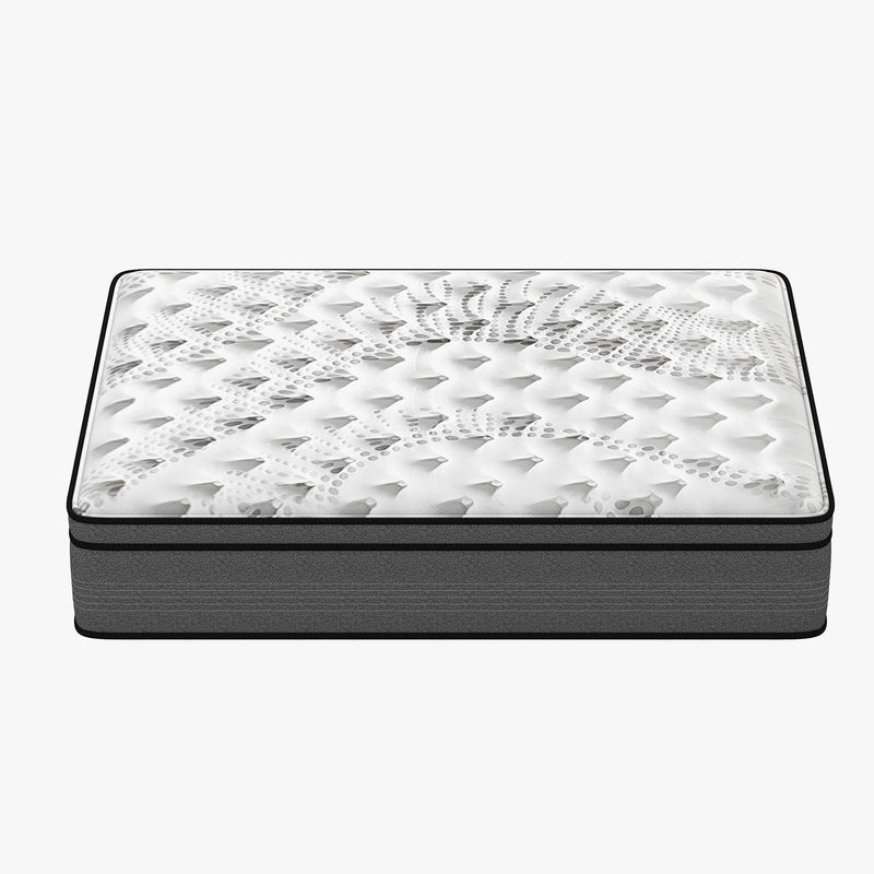 Dealsmate Luxopedic Pocket Spring Mattress 5 Zone 32CM Euro Top Memory Foam Medium Firm - King - White  Grey