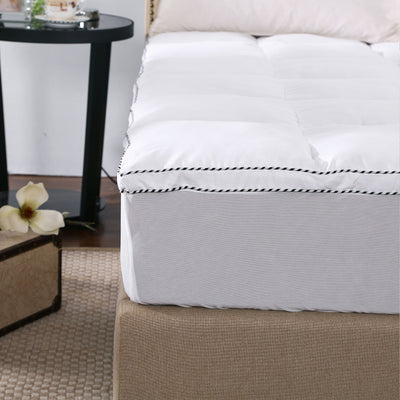 Dealsmate Royal Comfort 1000GSM Luxury Bamboo Fabric Gusset Mattress Pad Topper Cover - Double - White