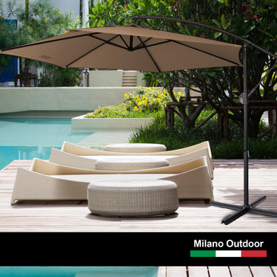 Dealsmate Milano 3M Outdoor Umbrella Cantilever With Protective Cover Patio Garden Shade - Latte