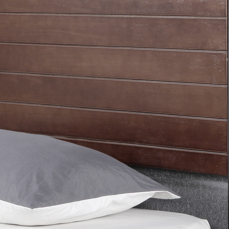 Dealsmate Milano Decor Azure Bed Frame With Headboard Black Wood Steel Platform Bed - Queen - Black