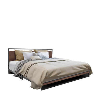 Dealsmate Milano Decor Azure Bed Frame With Headboard Black Wood Steel Platform Bed - King - Black