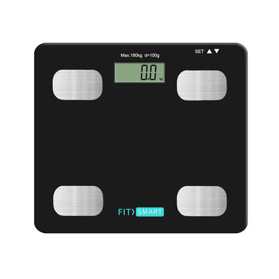Dealsmate FitSmart Electronic Floor Body Scale Black Digital LCD Glass Tracker Bathroom