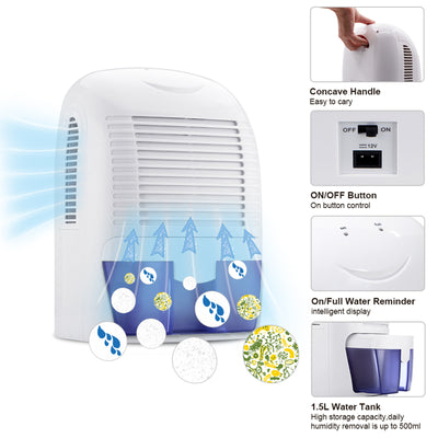 Dealsmate Pursonic 1500ML Clean Air Max Dehumidifier Portable Electric Office Home White