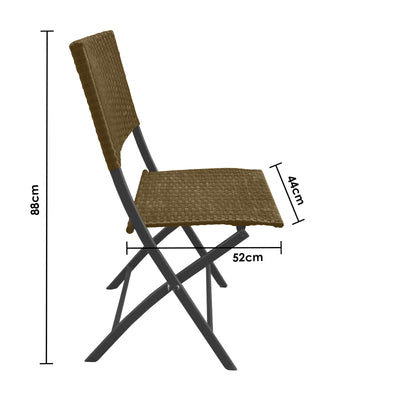 Dealsmate Arcadia Furniture Outdoor 3 Piece Foldable Rattan Coffee Table Set Garden Patio - Oatmeal