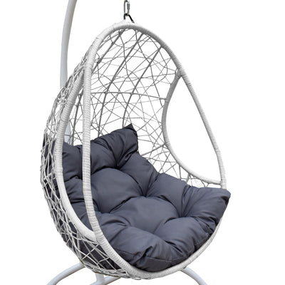 Dealsmate Arcadia Furniture Rocking Egg Chair Swing Lounge Hammock Pod Wicker Curved - White and Grey