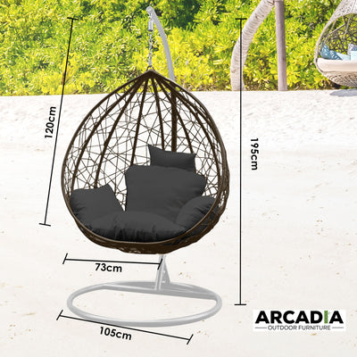 Dealsmate Arcadia Furniture Rocking Egg Chair Outdoor Wicker Rattan Patio Garden Tear Drop - Oatmeal and Grey