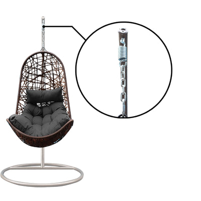 Dealsmate Arcadia Furniture Hanging Basket Egg Chair Outdoor Wicker Rattan Patio Garden - Oatmeal and Grey