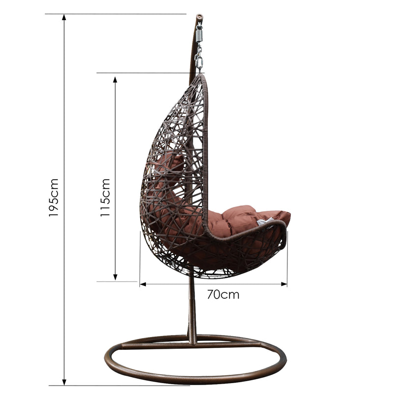 Dealsmate Arcadia Furniture Hanging Basket Egg Chair Outdoor Wicker Rattan Patio Garden - Brown and Coffee