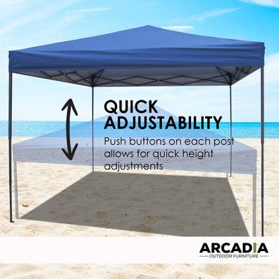 Dealsmate Arcadia Furniture Gazebo 3 x 3 Metre Canopy Navy Portable Pop Up Outdoor Beach