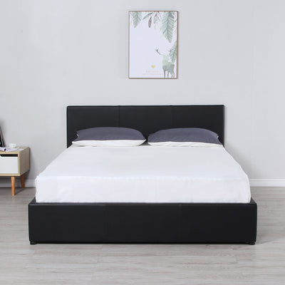Dealsmate Milano Luxury Gas Lift Bed Frame And Headboard - Queen - Black