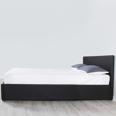 Dealsmate Milano Luxury Gas Lift Bed Frame And Headboard Double Queen King Black Dark Grey - King - Black