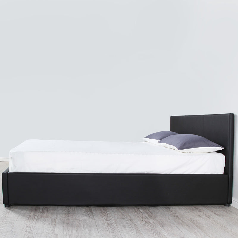 Dealsmate Milano Luxury Gas Lift Bed Frame And Headboard Double Queen King Black Dark Grey - King - Black