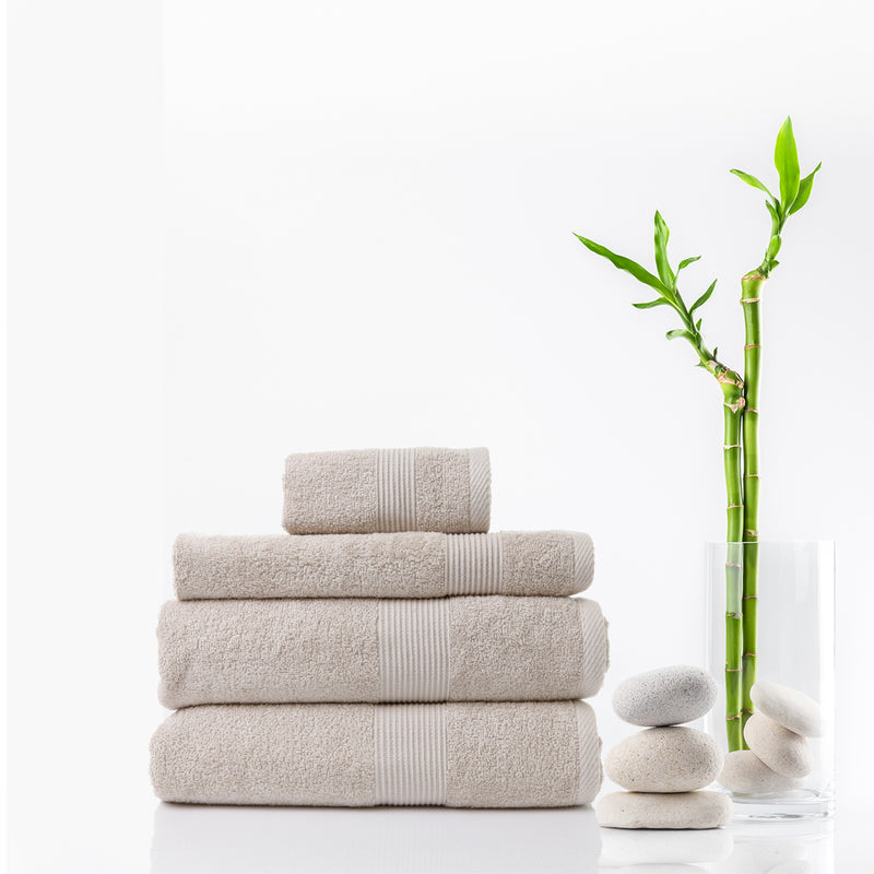 Dealsmate Royal Comfort 4 Piece Cotton Bamboo Towel Set 450GSM Luxurious Absorbent Plush - Beige