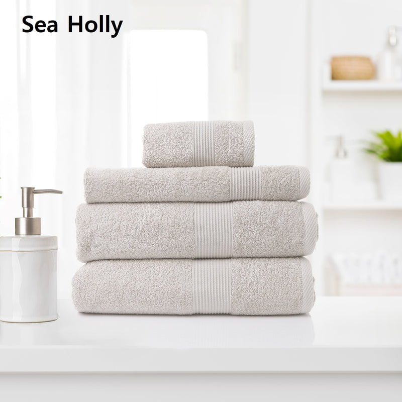 Dealsmate Royal Comfort 4 Piece Cotton Bamboo Towel Set 450GSM Luxurious Absorbent Plush - Sea Holly
