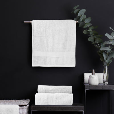 Dealsmate Royal Comfort 5 Piece Cotton Bamboo Towel Set 450GSM Luxurious Absorbent Plush - White