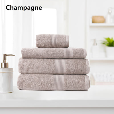Dealsmate Royal Comfort 4 Piece Cotton Bamboo Towel Set 450GSM Luxurious Absorbent Plush - Champagne