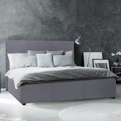 Dealsmate Milano Luxury Gas Lift Bed Frame Base And Headboard With Storage - King Single - Grey
