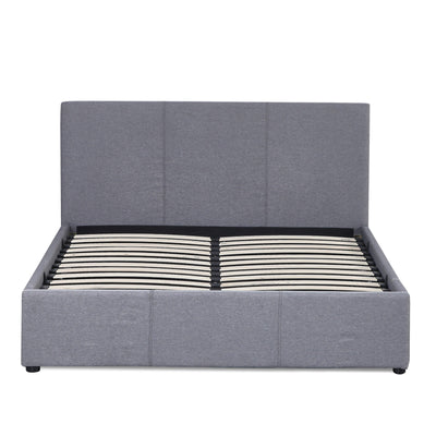 Dealsmate Milano Luxury Gas Lift Bed Frame Base And Headboard With Storage - King Single - Grey