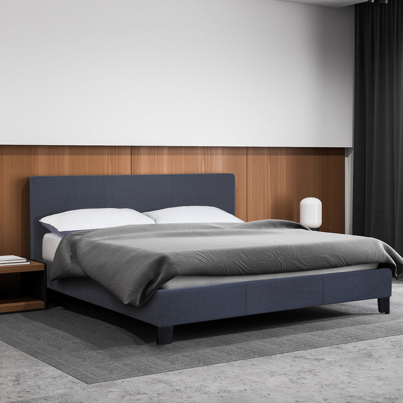 Dealsmate Milano Sienna Luxury Bed Frame Base And Headboard Solid Wood Padded Linen Fabric - Single - Charcoal