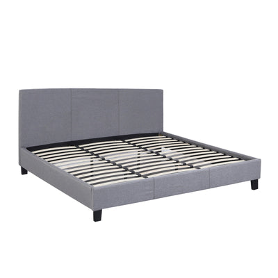 Dealsmate Milano Sienna Luxury Bed Frame Base And Headboard Solid Wood Padded Linen Fabric - King Single - Grey