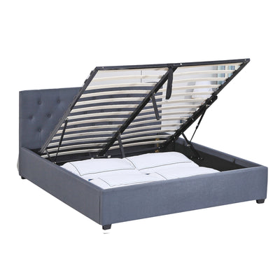 Dealsmate Milano Capri Luxury Gas Lift Bed Frame Base And Headboard With Storage - King Single - Grey