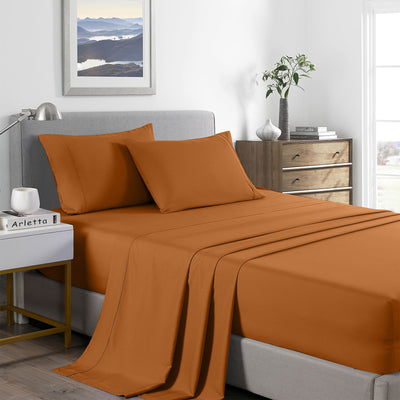 Dealsmate Royal Comfort 2000 Thread Count Bamboo Cooling Sheet Set Ultra Soft Bedding - Queen - Rust