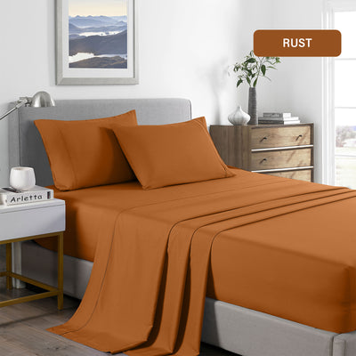 Dealsmate Royal Comfort 2000 Thread Count Bamboo Cooling Sheet Set Ultra Soft Bedding - King - Rust