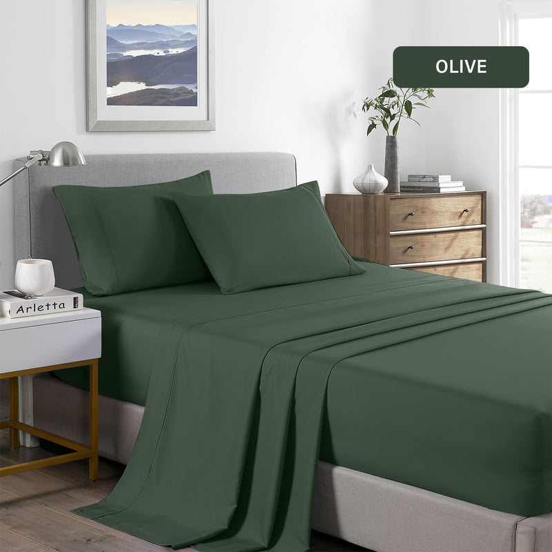 Dealsmate Royal Comfort 2000 Thread Count Bamboo Cooling Sheet Set Ultra Soft Bedding - King - Olive