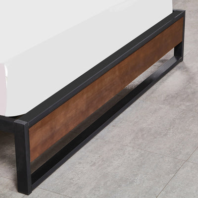 Dealsmate Milano Decor Sorrento Metal Wood Bed Frame Mattress Base Platform Modern Black - Single - Black