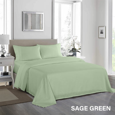 Dealsmate Royal Comfort 1200 Thread Count Sheet Set 4 Piece Ultra Soft Satin Weave Finish - Double - Sage Green