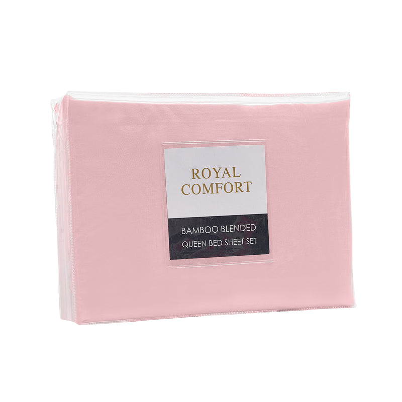 Dealsmate Royal Comfort Bamboo Blended Sheet & Pillowcases Set 1000TC Ultra Soft Bedding - Queen - Bubble Bath