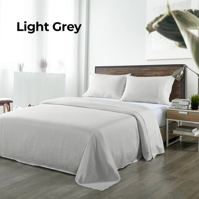 Dealsmate Royal Comfort Bamboo Blended Sheet & Pillowcases Set 1000TC Ultra Soft Bedding - Queen - Light Grey