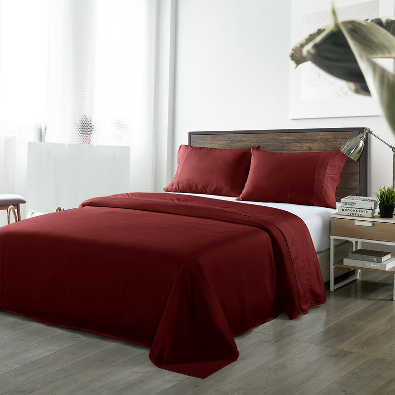 Dealsmate Royal Comfort Bamboo Blended Sheet & Pillowcases Set 1000TC Ultra Soft Bedding - King - Malaga Wine