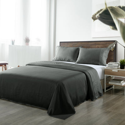 Dealsmate Royal Comfort Bamboo Blended Sheet & Pillowcases Set 1000TC Ultra Soft Bedding - King - Charcoal