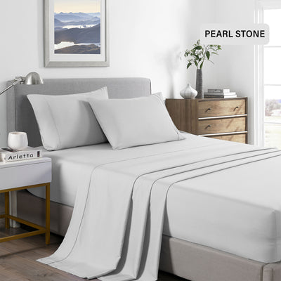 Dealsmate Royal Comfort 2000 Thread Count Bamboo Cooling Sheet Set Ultra Soft Bedding - Double - Pearl Stone