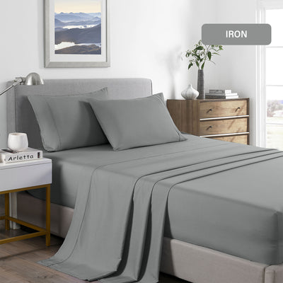 Dealsmate Royal Comfort 2000 Thread Count Bamboo Cooling Sheet Set Ultra Soft Bedding - Double - Mid Grey