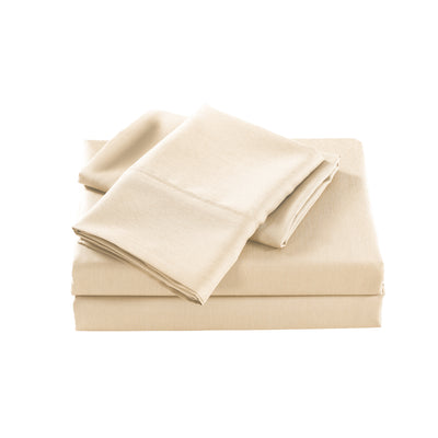 Dealsmate Casa Decor 2000 Thread Count Bamboo Cooling Sheet Set Ultra Soft Bedding - King Single - Oatmeal