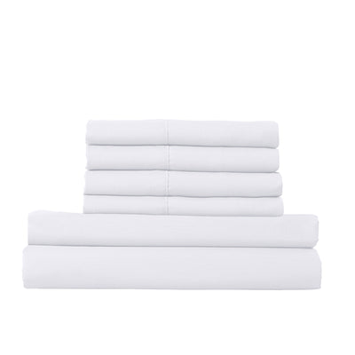 Dealsmate Royal Comfort 1500 Thread Count 6 Piece Cotton Rich Bedroom Collection Set - King - White