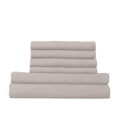 Dealsmate Royal Comfort 1500 Thread Count 6 Piece Cotton Rich Bedroom Collection Set - King - Stone
