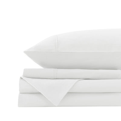 Dealsmate Royal Comfort Vintage Washed 100% Cotton Sheet Set Fitted Flat Sheet Pillowcases - Single - White