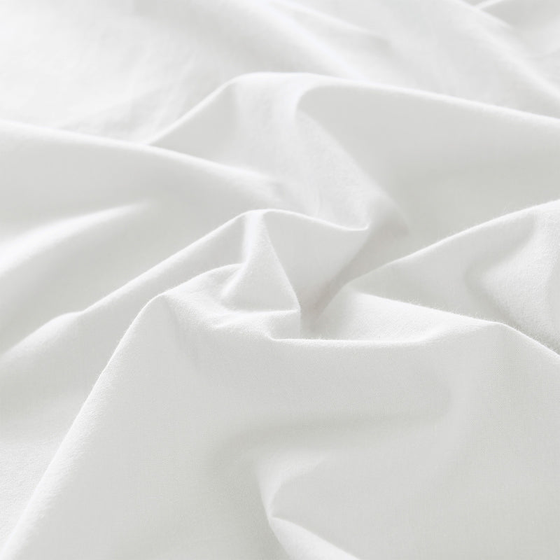 Dealsmate Royal Comfort Vintage Washed 100% Cotton Sheet Set Fitted Flat Sheet Pillowcases - Double - White