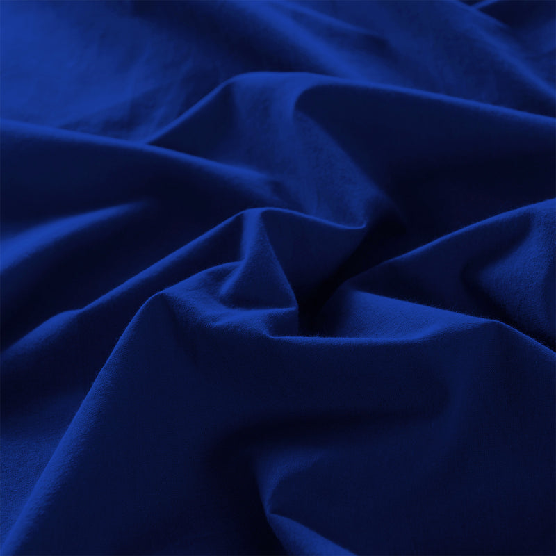 Dealsmate Royal Comfort Vintage Washed 100% Cotton Sheet Set Fitted Flat Sheet Pillowcases - King - Royal Blue