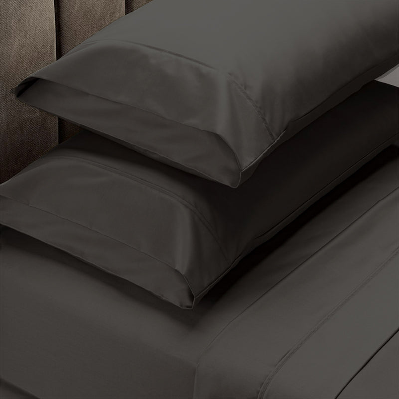 Dealsmate Royal Comfort 4 Piece 1500TC Sheet Set And Goose Feather Down Pillows 2 Pack Set - Double - Dusk Grey