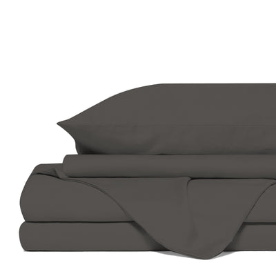 Dealsmate Royal Comfort 4 Piece 1500TC Sheet Set And Goose Feather Down Pillows 2 Pack Set - Double - Dusk Grey