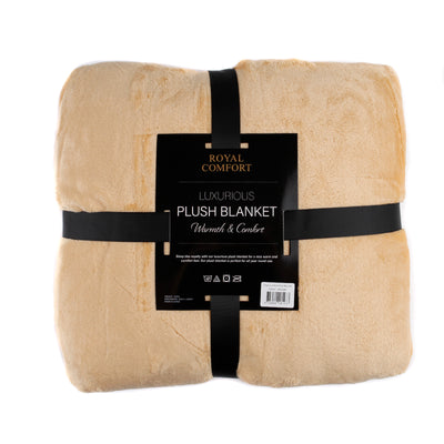 Dealsmate Royal Comfort Plush Blanket Throw Warm Soft Super Soft Large 220cm x 240cm - Camel