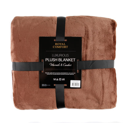 Dealsmate Royal Comfort Plush Blanket Throw Warm Soft Super Soft Large 220cm x 240cm - Coffee