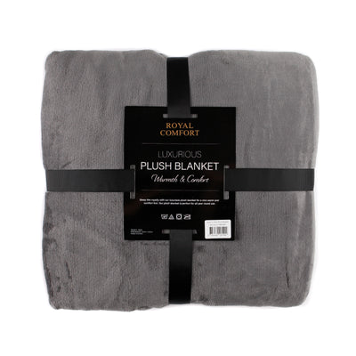 Dealsmate Royal Comfort Plush Blanket Throw Warm Soft Super Soft Large 220cm x 240cm - Dark Grey