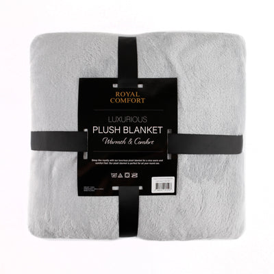 Dealsmate Royal Comfort Plush Blanket Throw Warm Soft Super Soft Large 220cm x 240cm - Light Grey
